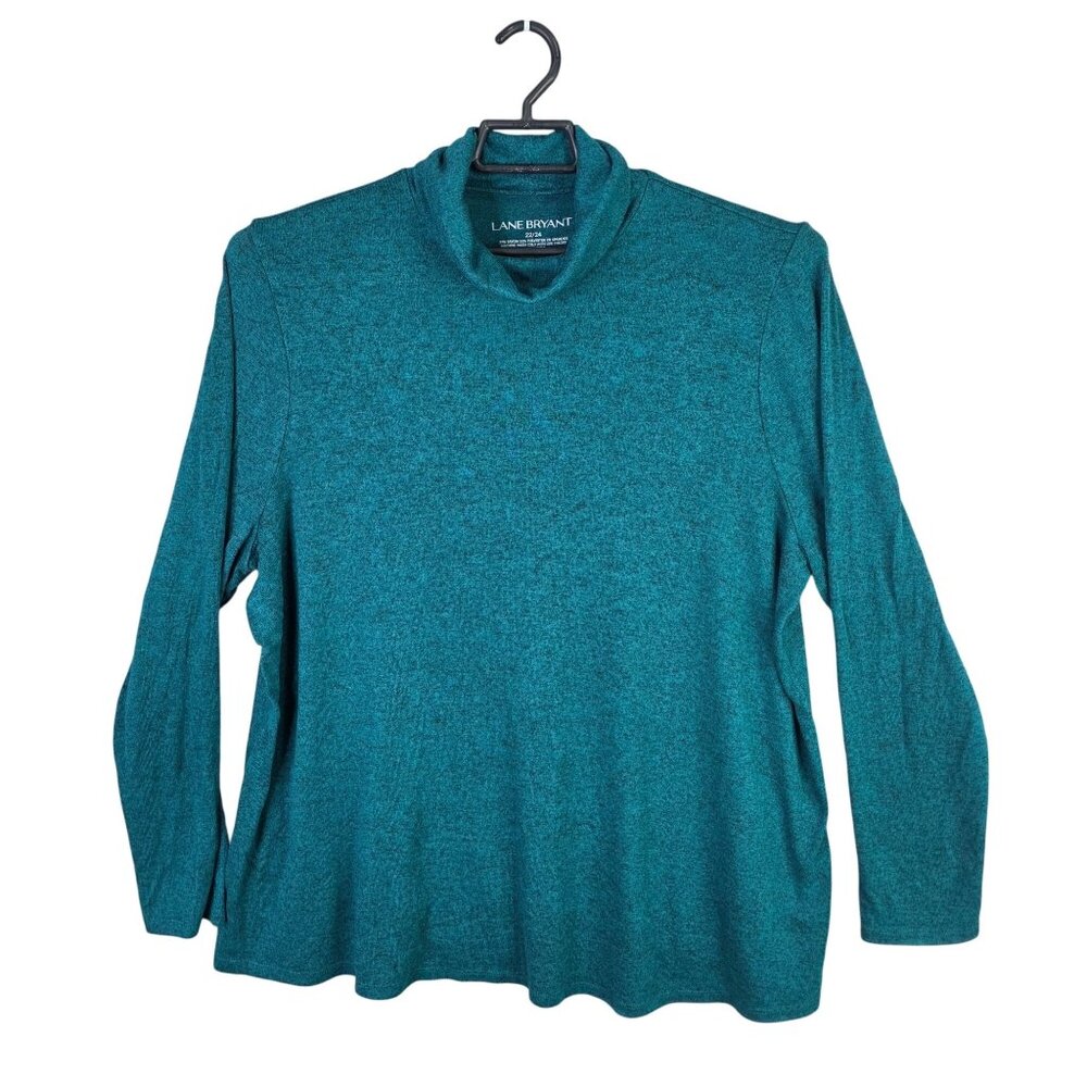 Womens Lane Bryant Teal Lightweight Knit Top Long Sleeve Turtleneck Size 22/24